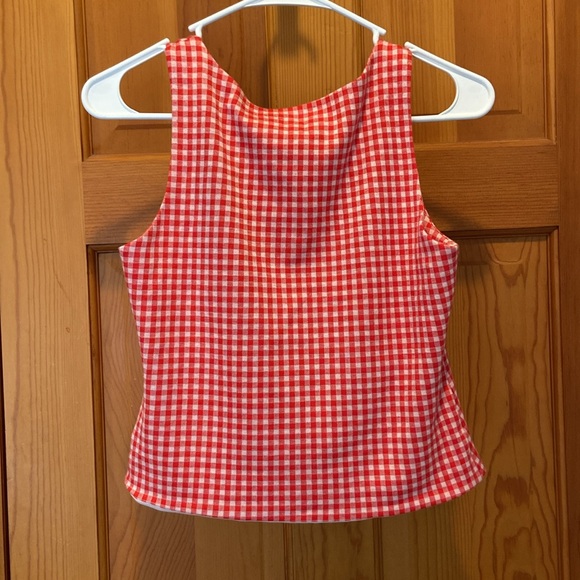 Anthropologie Eva Franco Red and White Checkered Gingham Bow Tank Top Size Small - Picture 4 of 7